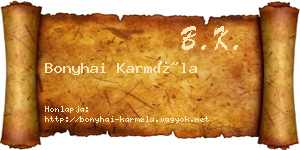 Bonyhai Karméla névjegykártya